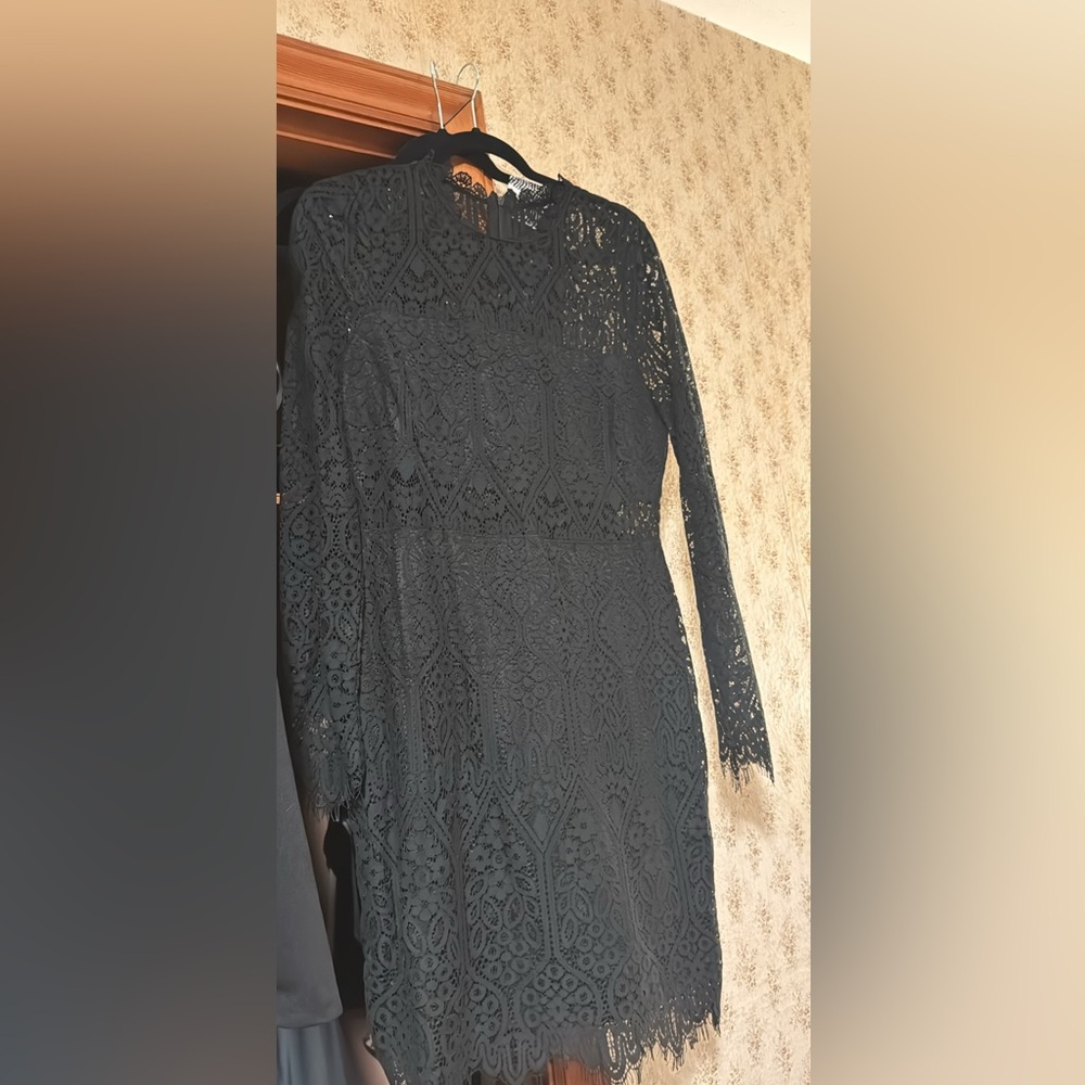 Lulu's Black Long Sleeve Lace Dress